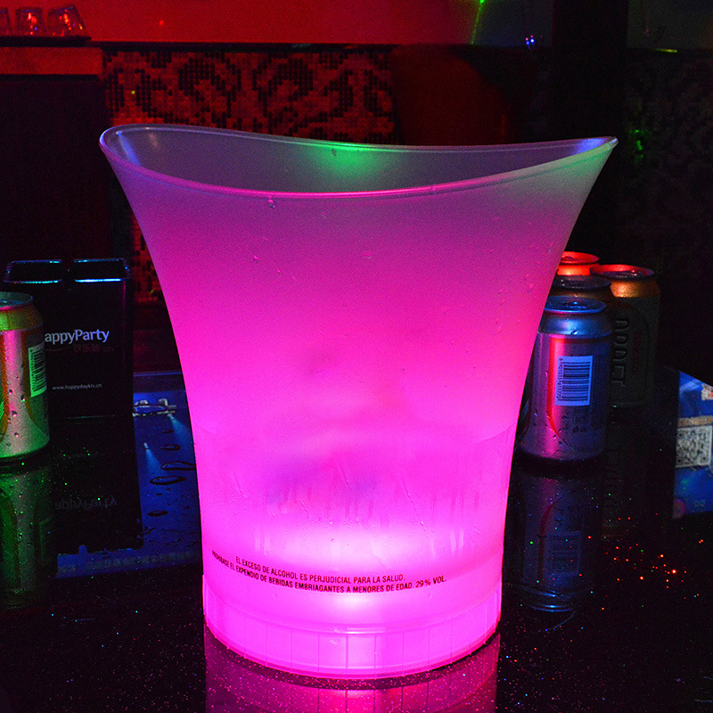 5l 光るアイスバケツシャンパンビール Led ラウンドプラスチックライトアップアイスバケツ Ktv バーパーティーイベント日常使用キッチン用品|undefined