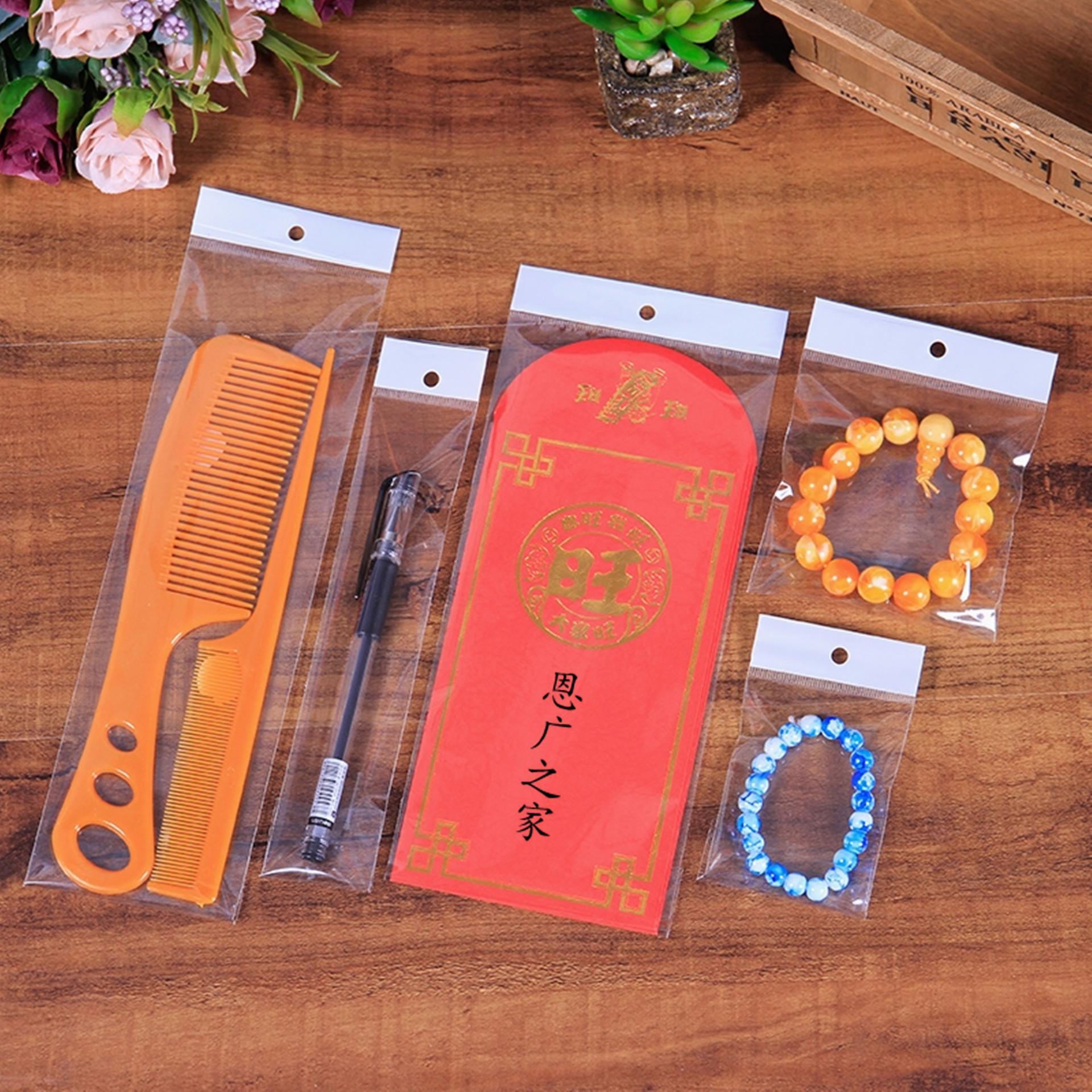 opp White Card Bag Long Strip Pearl Film Bag OPP Card Jewelry Bracelet Bag with Hanging Hole Self-adhesive Bag