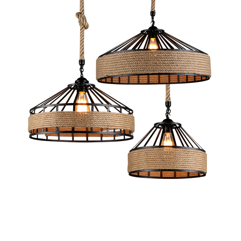 American rural personality loft Industrial Retro Internet cafe restaurant manufacturers direct yurt hemp chandelier