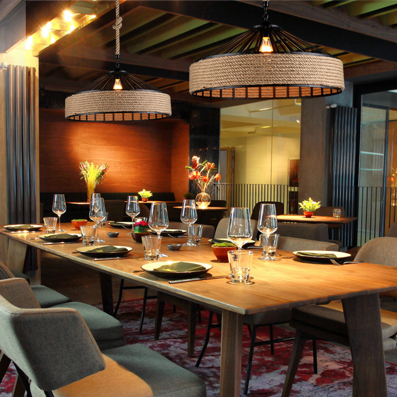 American rural personality loft Industrial Retro Internet cafe restaurant manufacturers direct yurt hemp chandelier