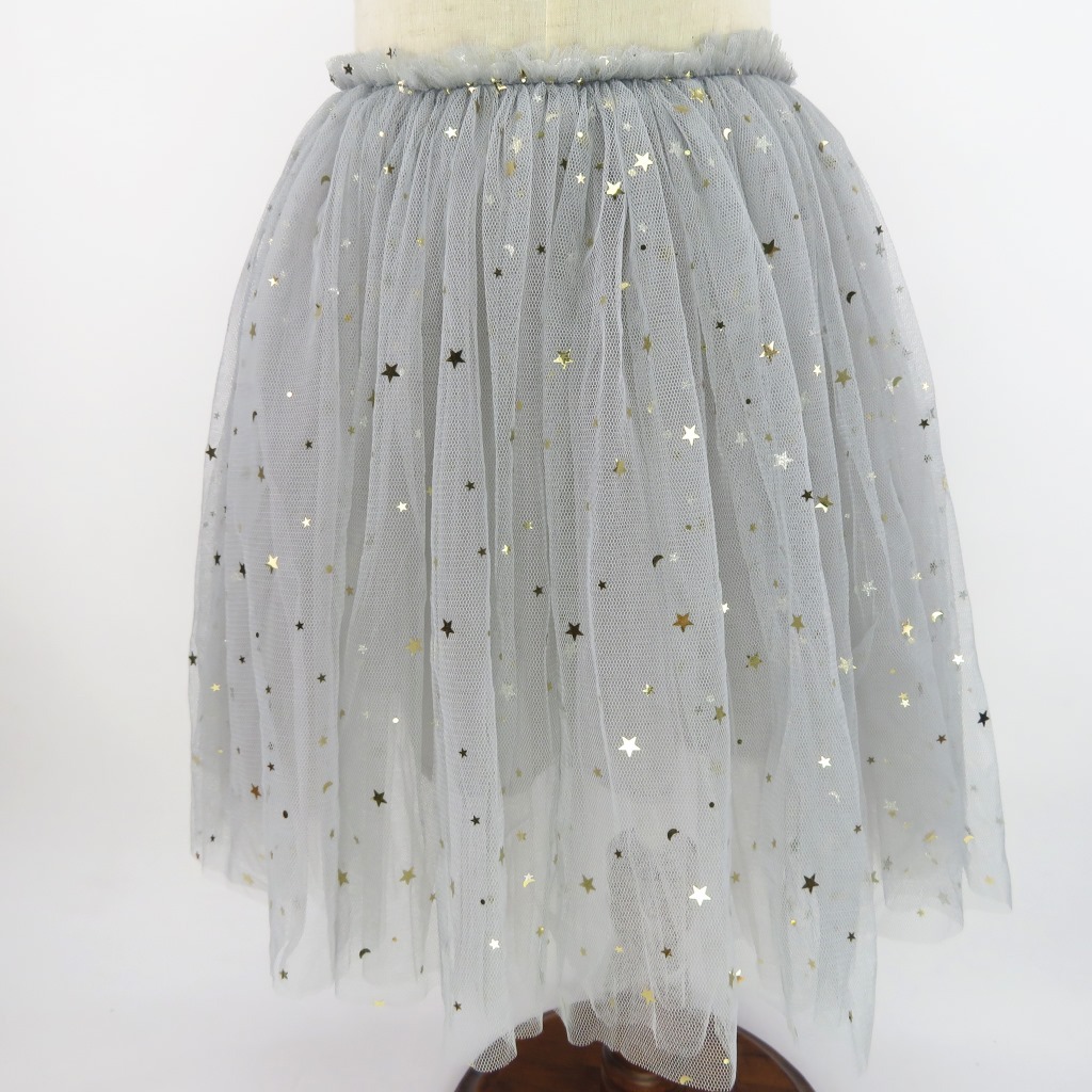 Children's Skirt Girl's Puffy Skirt Flash Star Children's Veil Skirt Princess Skirt Half-length Mesh Veil Skirt