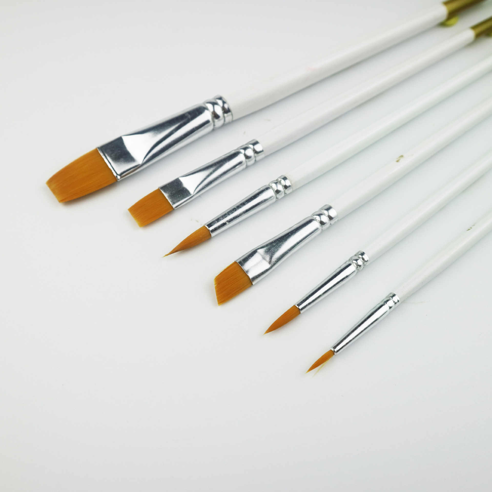 6 White Rod nylon wool brush multi-functional oil brush set gouache watercolor acrylic pigment row pen customization