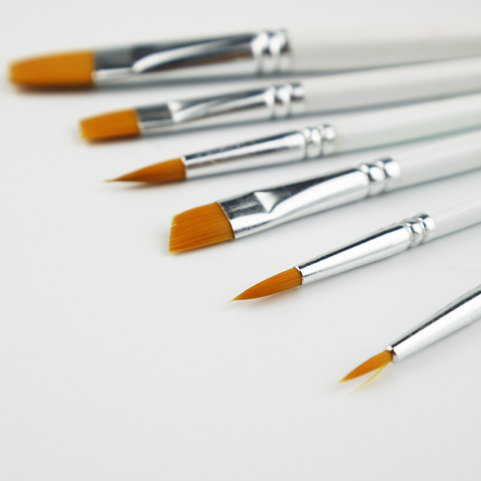 6 White Rod nylon wool brush multi-functional oil brush set gouache watercolor acrylic pigment row pen customization