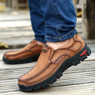 Household foreign trade summer 45 breathable hole leisure 46 dad leather plus fat plus size men's shoes 47 hollow leather shoes 48