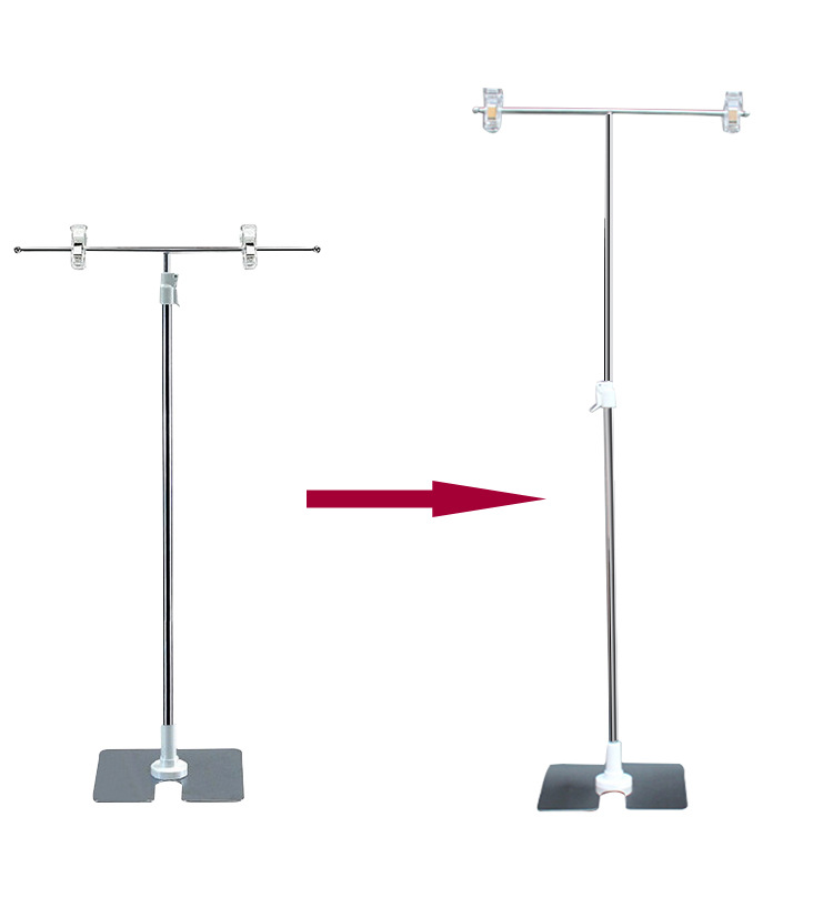Poster stand desktop stainless steel POP Display stand supermarket magnetic T-shaped magnet retractable advertising clip price tag bracket