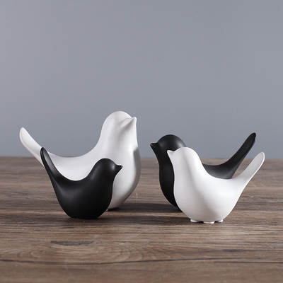 Modern minimalist Nordic minimalist black ceramic bird abstract decoration soft decoration home model room decoration wholesale