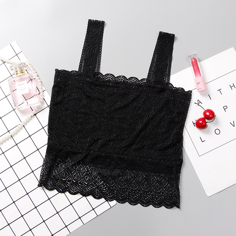 Women's lace diamond-shaped wrapped chest bottoming hollow-out tube top short beauty back bib anti-exposure camisole