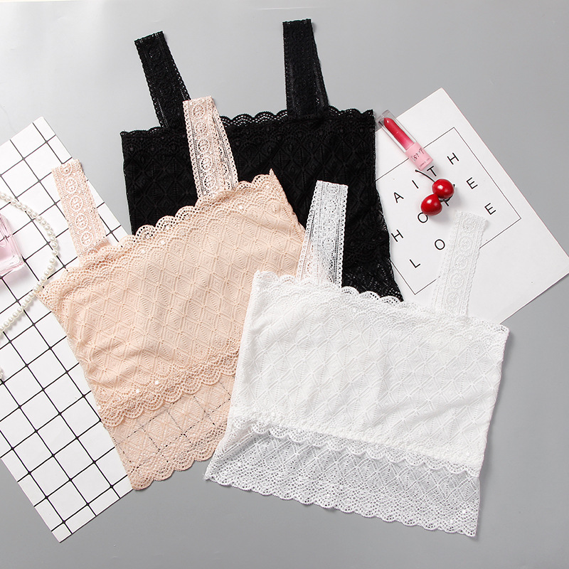 Women's lace diamond-shaped wrapped chest bottoming hollow-out tube top short beauty back bib anti-exposure camisole