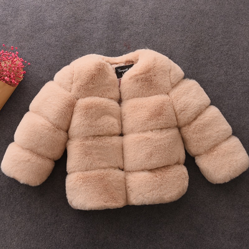 2024 New Children's Fur Children's Clothing Stitching Thickened Small, Medium and Large Children's Jacket Girls' Coat Warm Cotton-padded Coat for Autumn and Winter