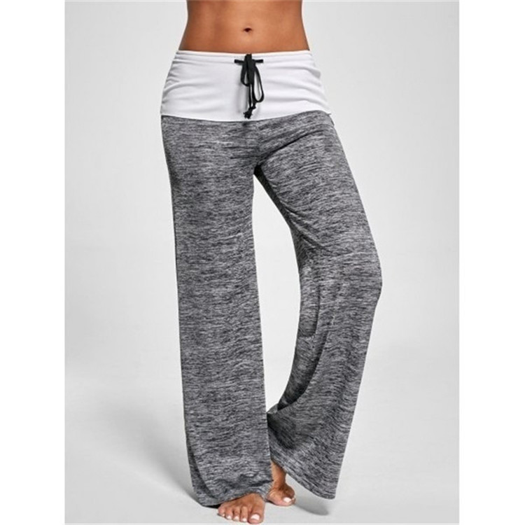 Ebay Amazon wish popular European and American stitching yoga quick-drying sports trousers outdoor casual wide-leg pants