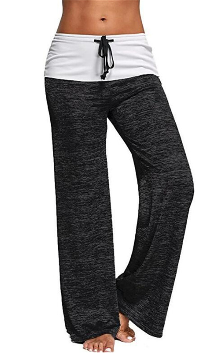 Ebay Amazon wish popular European and American stitching yoga quick-drying sports trousers outdoor casual wide-leg pants