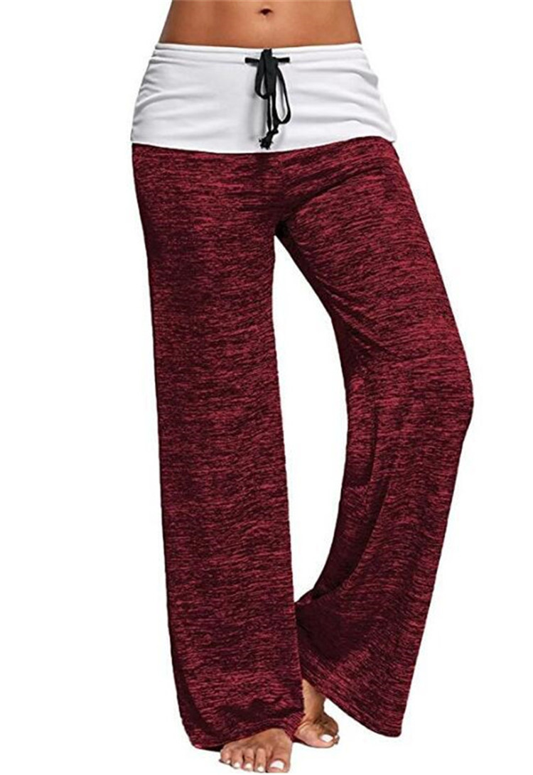 Ebay Amazon wish popular European and American stitching yoga quick-drying sports trousers outdoor casual wide-leg pants