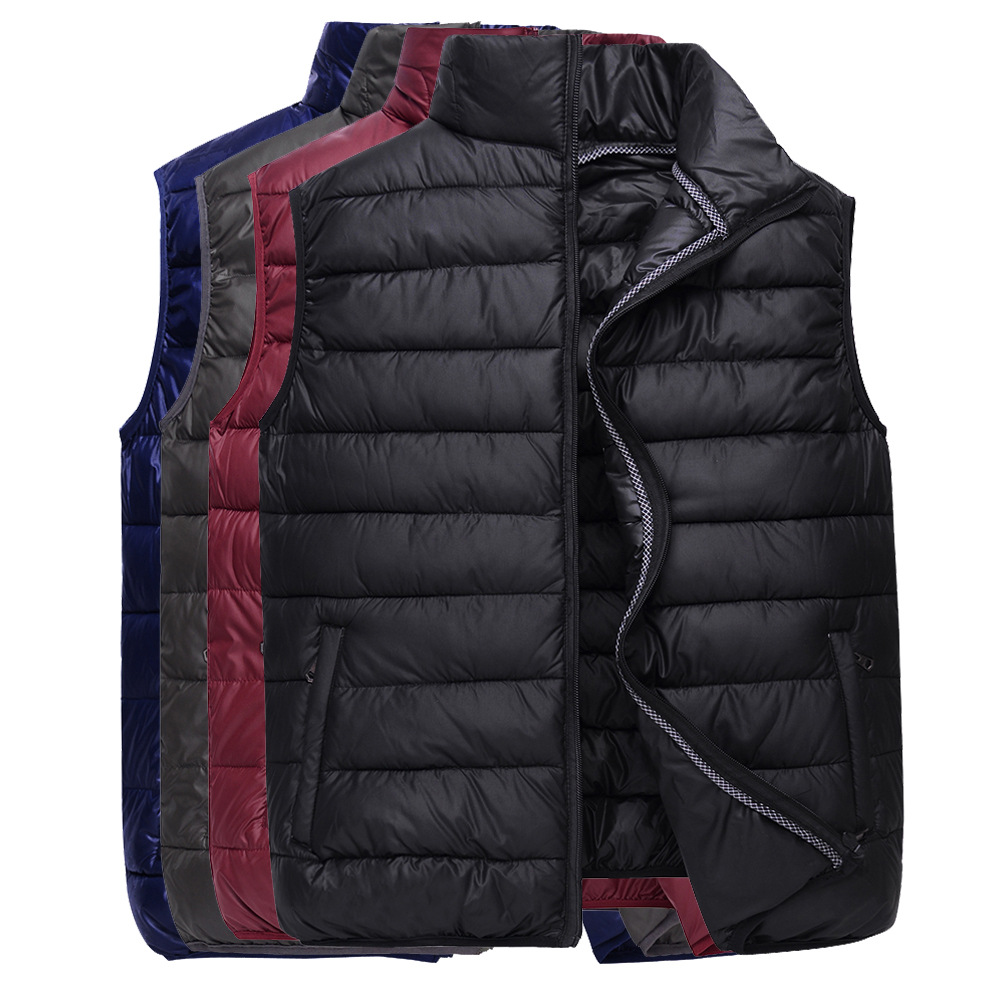 Middle-aged men's light down cotton waistcoat multi-color optional fertilizer plus large dad stand collar to keep warm