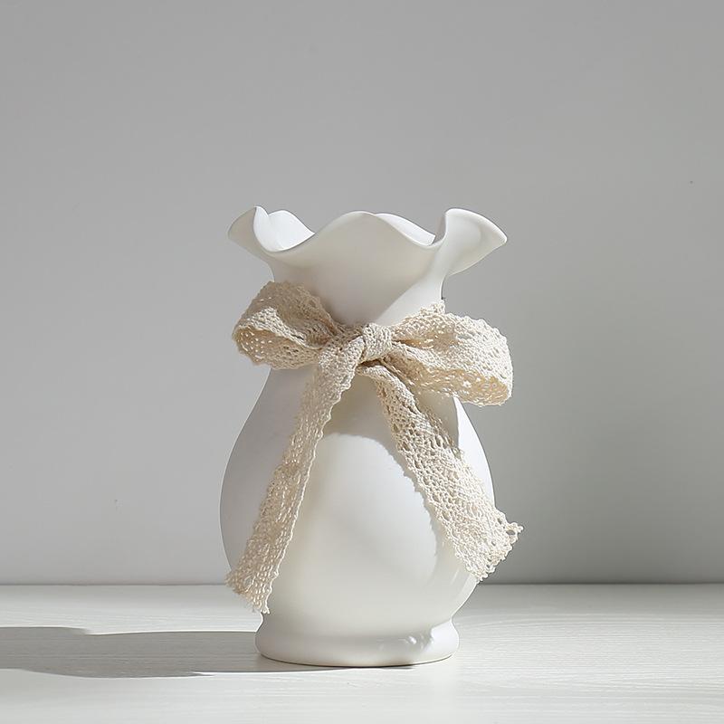 文艺白色小清新干花花瓶陶瓷水培花插花器满天星客厅现代摆件装饰