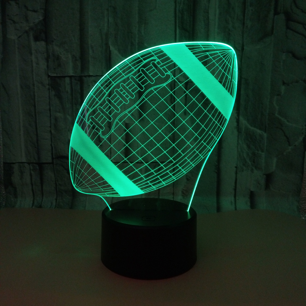 Cross-border e-commerce source rugby colorful 3d LED USB small table lamp touch remote control 16-color 3D night light