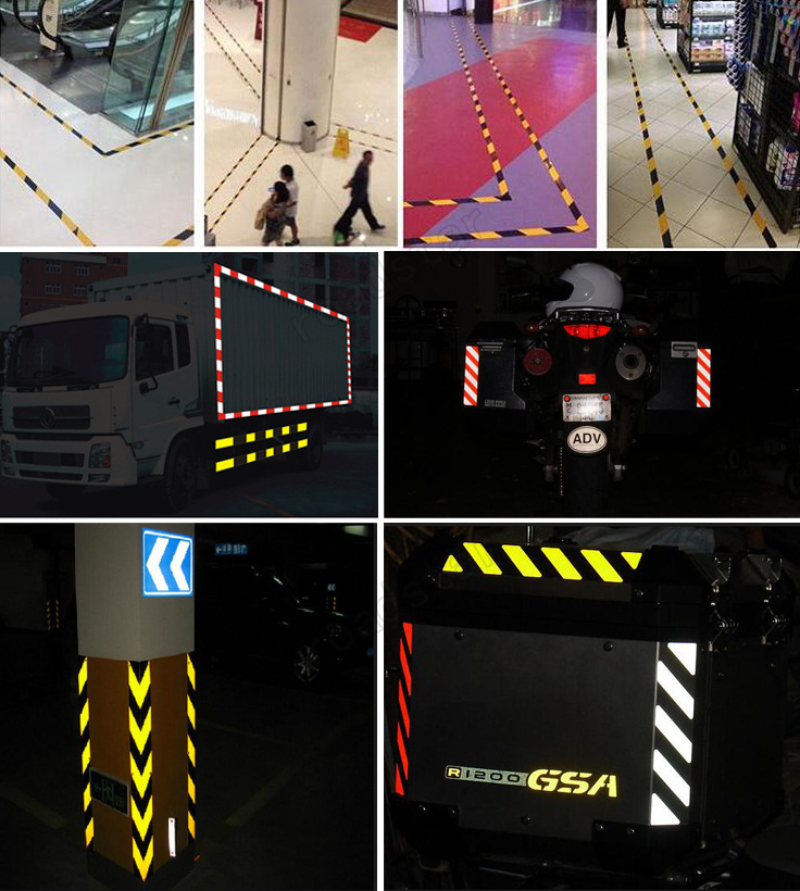 Cross-border car annual inspection red and white reflective stickers warning reflective tape road traffic guide sign car body stickers reflective film