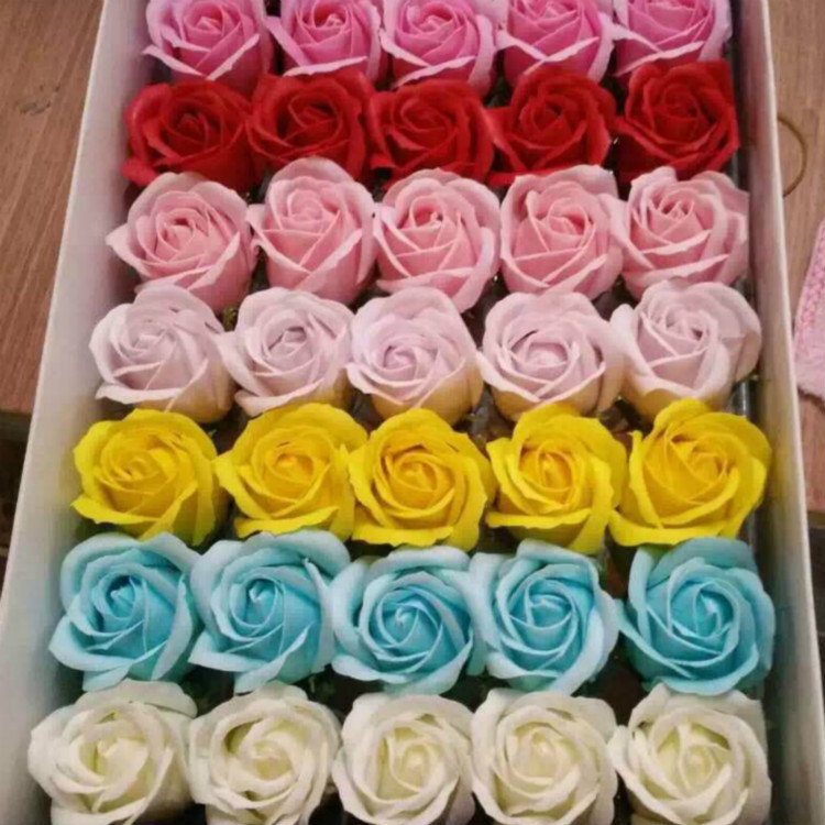 Soap Flower Head Soap Flower Head Thickened Base Flower Head Three-Layer Rose Soap Flower Head Simulation Flower