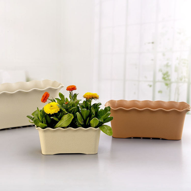 Factory Balcony Wavy Edge Rectangular Flower Pot Plastic Large Vegetable Pot Planting Groove Tulip Long Flower Box