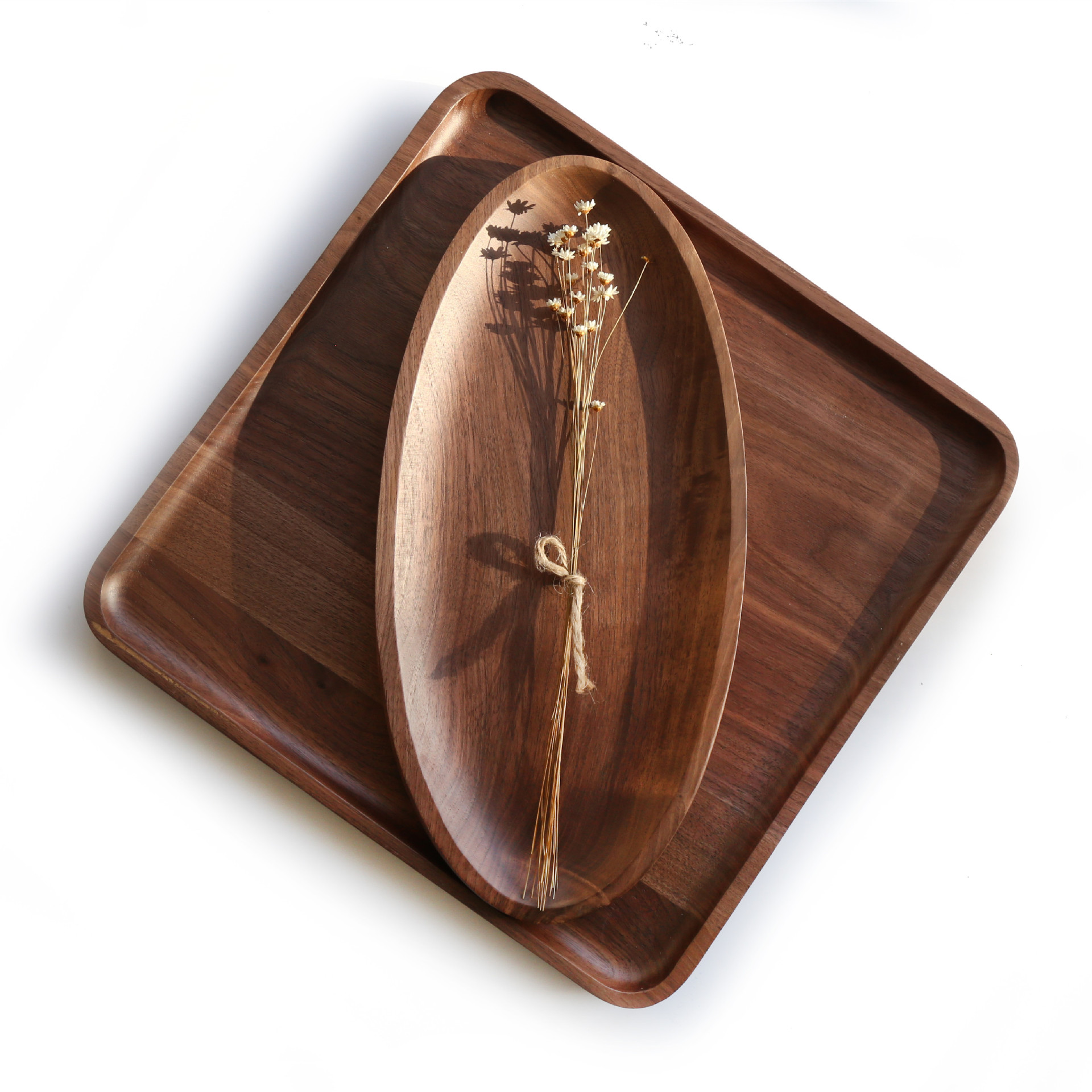 Creative with gripper hotel restaurant solid wood tray North American black walnut plate fruit pizza wooden plate