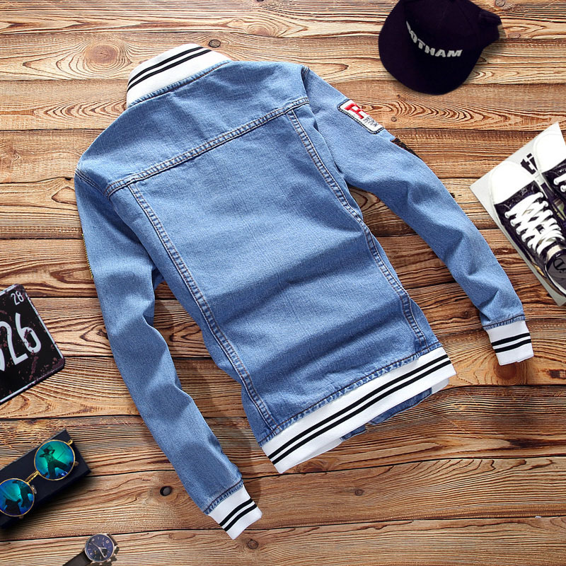 Spring and autumn hot sale cross-border Denim jacket European and American fashion brand plus size men's stand collar top Korean men's Denim jacket