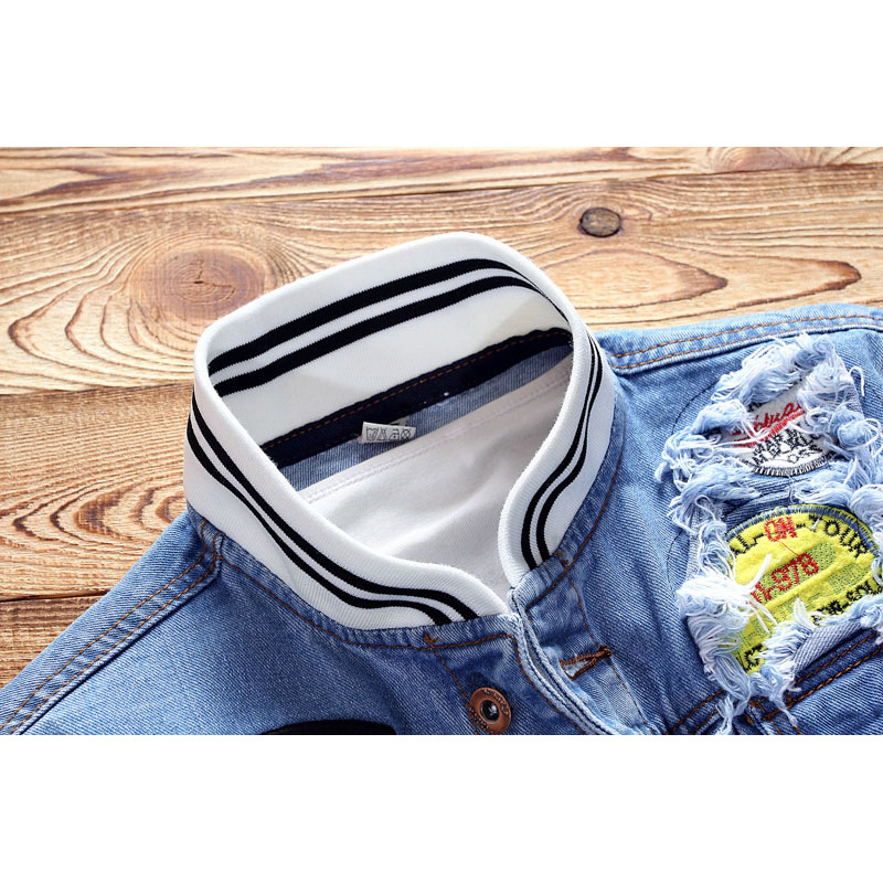 Spring and autumn hot sale cross-border Denim jacket European and American fashion brand plus size men's stand collar top Korean men's Denim jacket