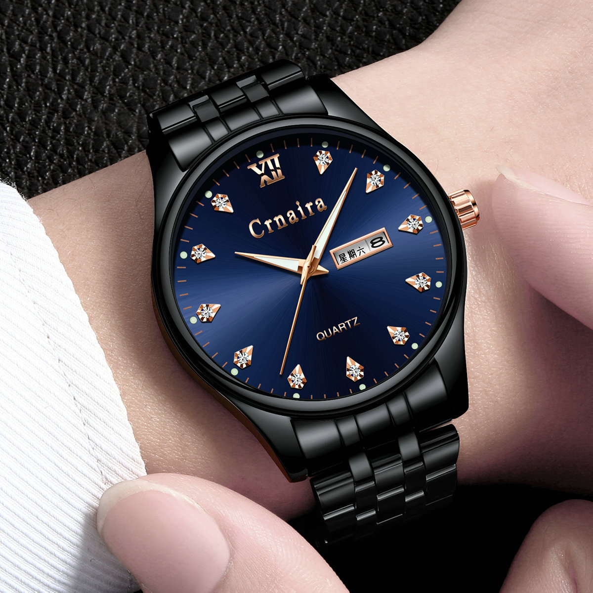 Kanaya Cross-border New European and American Fashion Casual Waterproof Quartz Watch Luminous Week Calendar Display Men's Watch 