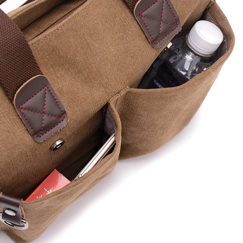 Factory wholesale new men's canvas Laptop Briefcase simple business casual men's shoulder messenger bag
