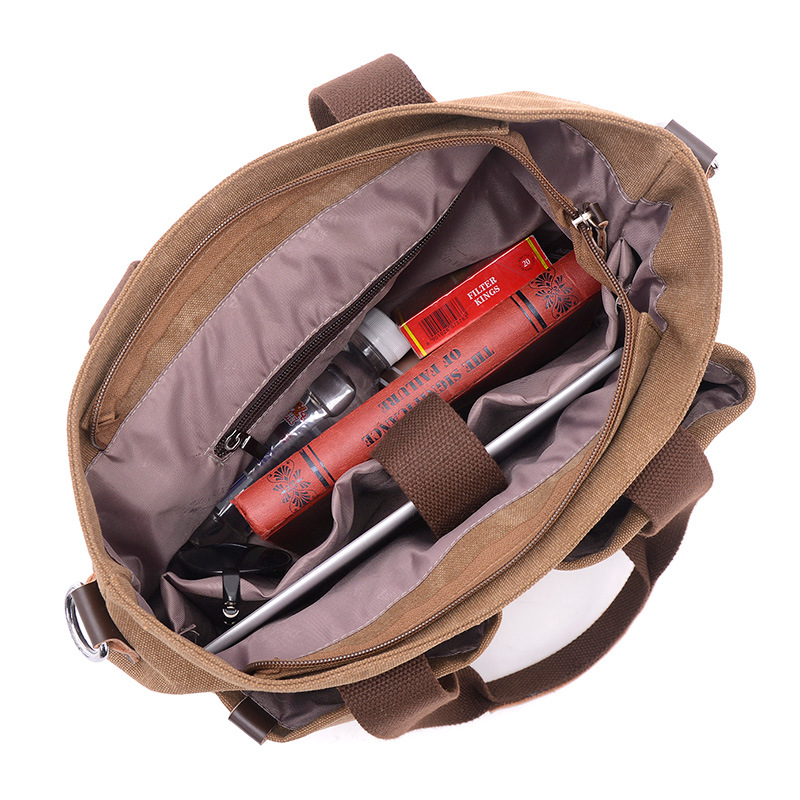 Factory wholesale new men's canvas Laptop Briefcase simple business casual men's shoulder messenger bag