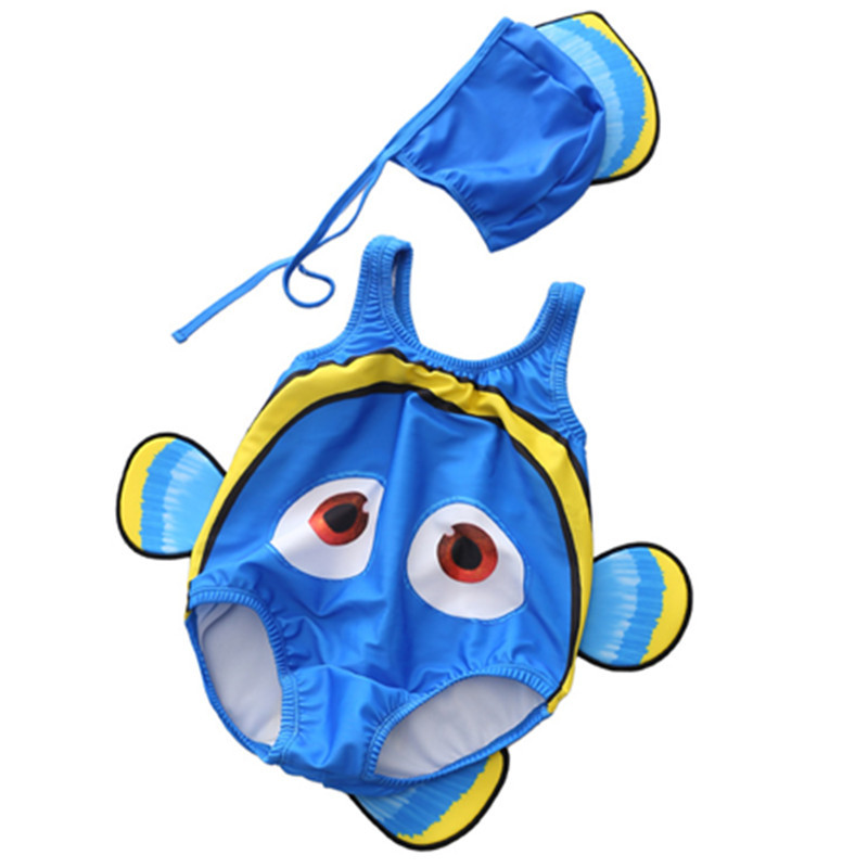 Children's Swimwear Boys and Girls One-piece Swimwear Baby Small and Medium-sized Children Baby Quick-drying Ugly Fish Swimwear Wholesale