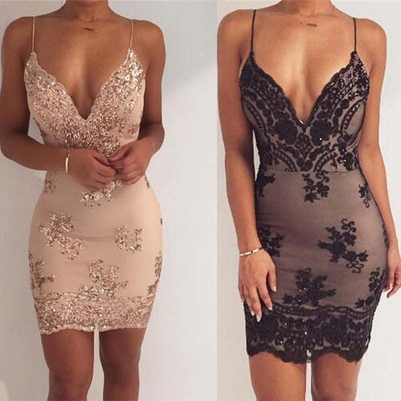 Cross-border AliExpress Amazon New Explosions European and American Foreign Trade Sexy Strap Backless Sequin Dress Summer Women's Wear