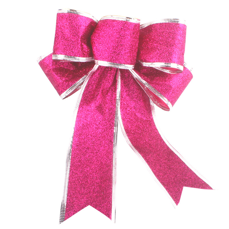 25cm Glitter Powder Christmas Bow Hanging Christmas Tree Decoration diy Accessories Christmas Bow Pendant_voghion.com