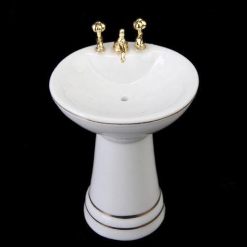 1:12 Foreign Trade Hot Doll House Mini Bathroom Set Double Line Toilet Bath 5 Piece Set