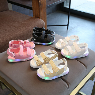 2020 summer children's shoes boys sandals children LED bright light shoes Girls beach shoes Korean hollow breathable soft bottom