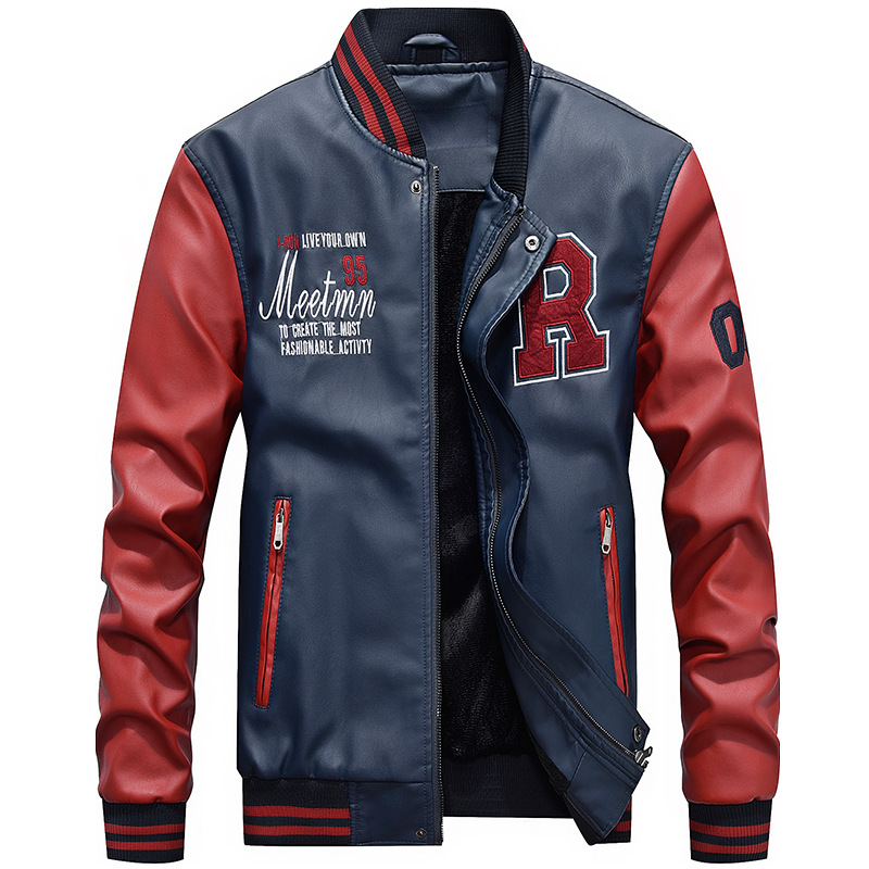 Factory Direct supply autumn and winter New pu leather coat men's casual youth Korean style loose fleece-lined leather jacket men's wholesale