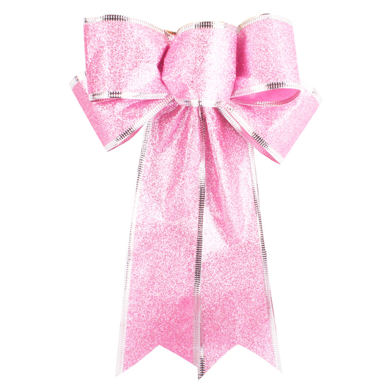25cm Glitter Powder Christmas Bow Hanging Christmas Tree Decoration diy Accessories Christmas Bow Pendant_voghion.com