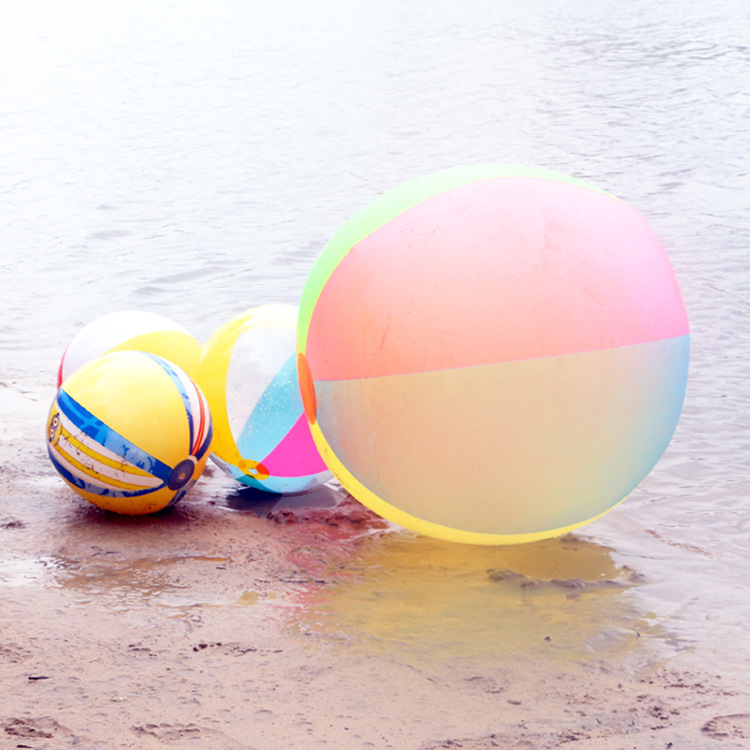 Children's super large color rainbow inflatable ball beach ball inflatable 80cm swimming pool lawn outdoor toy game ball