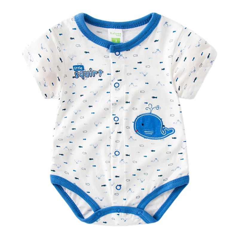 Baby Triangle Hats Short-sleeved Fart-wrapped Bodysuit Men's and Women's Baby Summer Cotton 0-1 Year Old Newborn Clothes