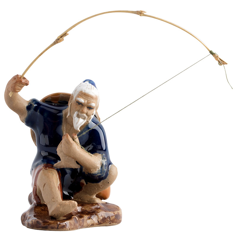 Jiang Taigong Fishing Weng Yu Gong Fishing Weng Water Absorbent Stone Sheung Shui Stone rockery bonsai ornaments aquarium ceramic figure