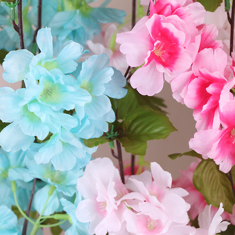 Simulation Cherry Blossom Rattan Winding Air Conditioning Duct Rattan Tree Simulation Plastic Fake Flower Rattan Decorative Flower Rattan