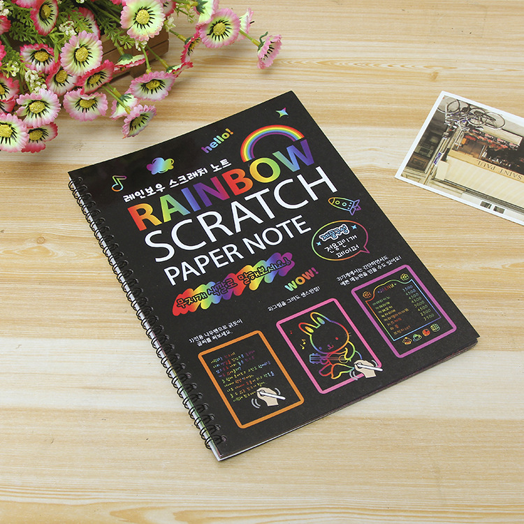Wholesale of large size scratch painting book for DIY creative painting, children's colorful puzzle scratch paper 