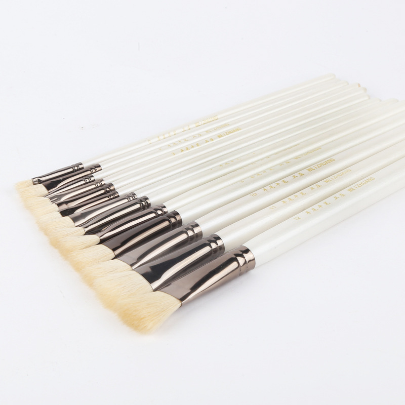 Weizhuang Brush Artist Sheep Tail Plain Brush Oil Brush Wool Brush Single Single and Double Set Sheep Tail Plain Head Water Chalk
