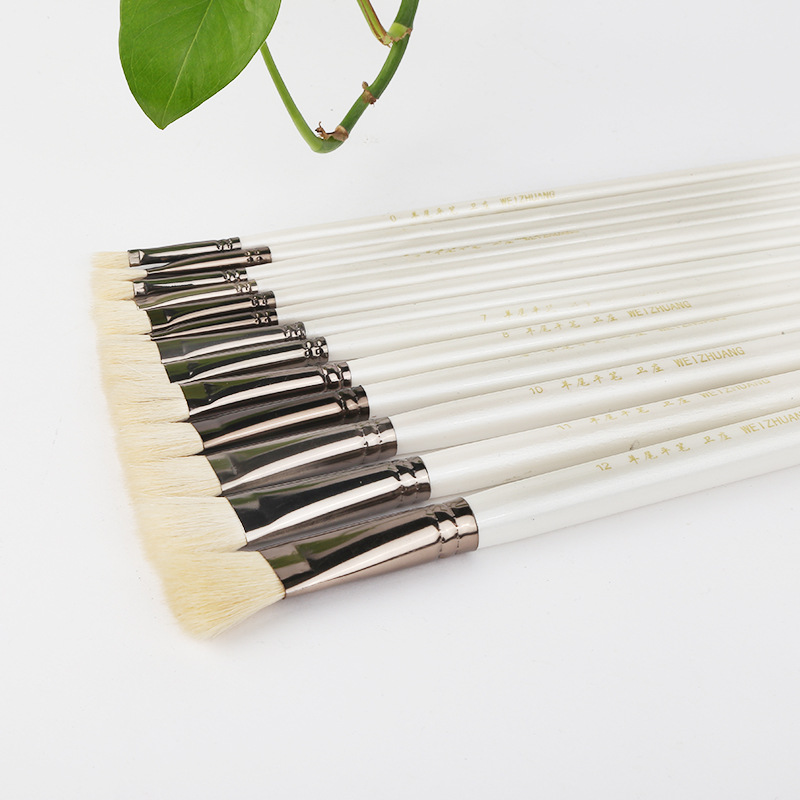 Weizhuang Brush Artist Sheep Tail Plain Brush Oil Brush Wool Brush Single Single and Double Set Sheep Tail Plain Head Water Chalk