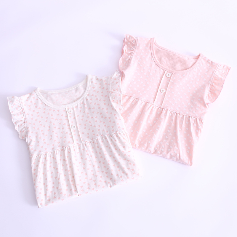 Girls Short-sleeved Nightgown Summer Cotton Parents Pro Summer New Baby Girl Princess Skirt Children's Home Clothes Manufacturers
