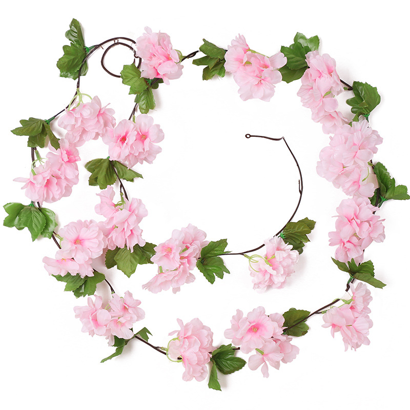 Simulation Cherry Blossom Rattan Winding Air Conditioning Duct Rattan Tree Simulation Plastic Fake Flower Rattan Decorative Flower Rattan