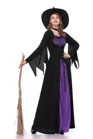 New Halloween witch costume adult role play purple witch long dress cosplay performance costume