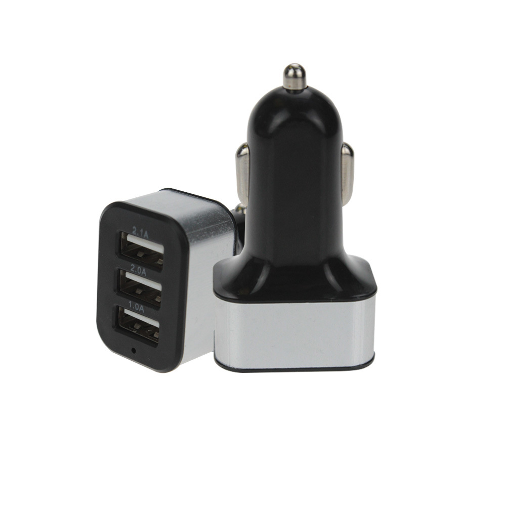 One drag three 3USB aluminum alloy Mobile Phone Car Charger smart phone car charger multi-port car charger cross-border wholesale