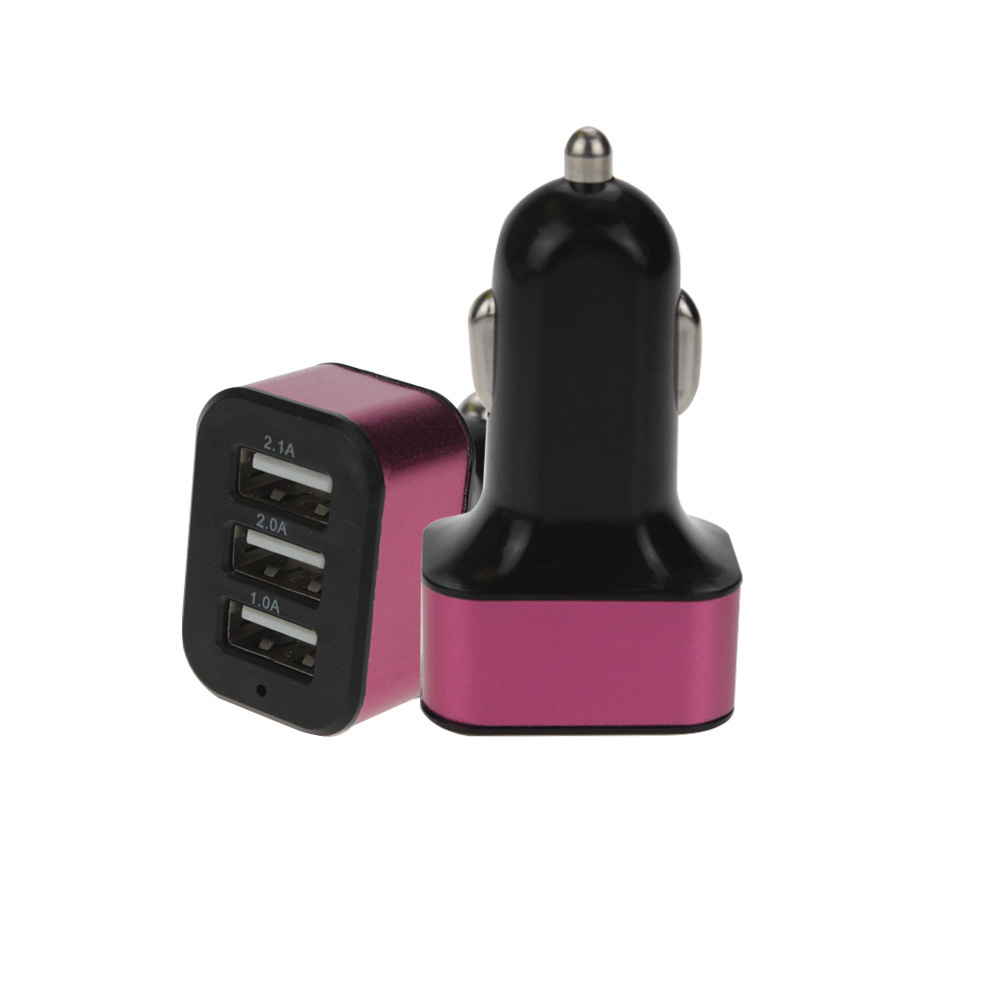 One drag three 3USB aluminum alloy Mobile Phone Car Charger smart phone car charger multi-port car charger cross-border wholesale