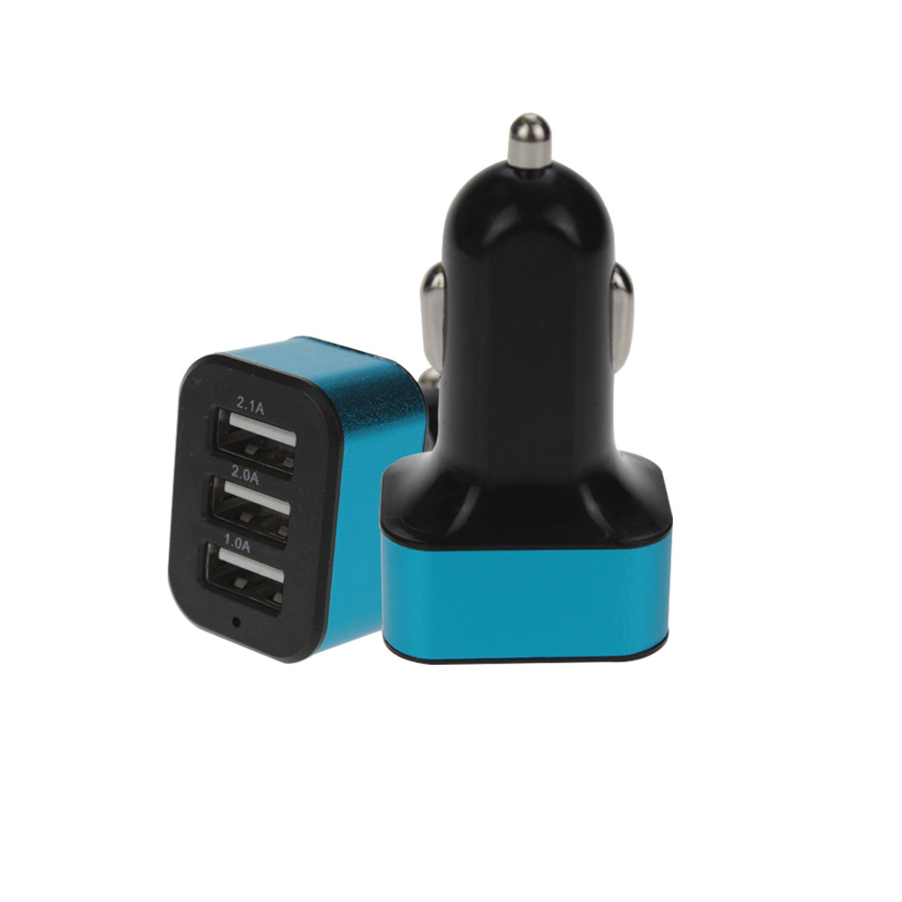 One drag three 3USB aluminum alloy Mobile Phone Car Charger smart phone car charger multi-port car charger cross-border wholesale