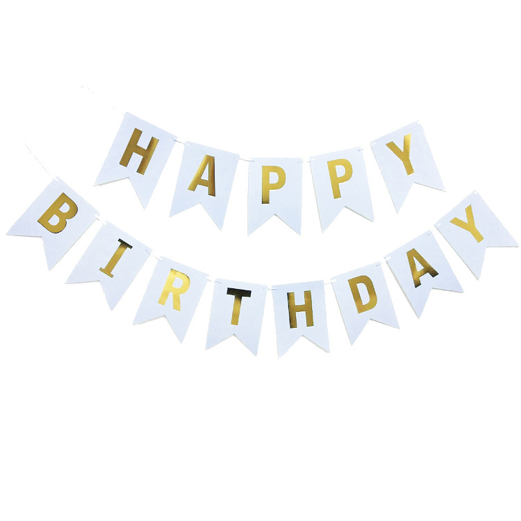birthday party decoration swallowtail bronzing flag happy birthday birthday birthday banner flags wholesale custom