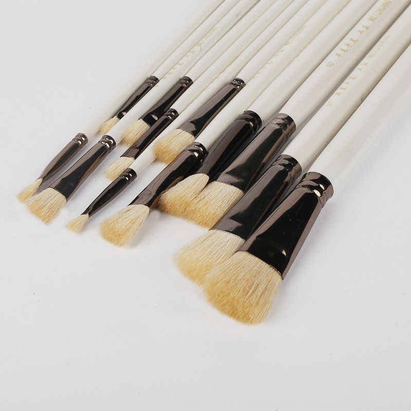 Weizhuang Brush Artist Sheep Tail Plain Brush Oil Brush Wool Brush Single Single and Double Set Sheep Tail Plain Head Water Chalk